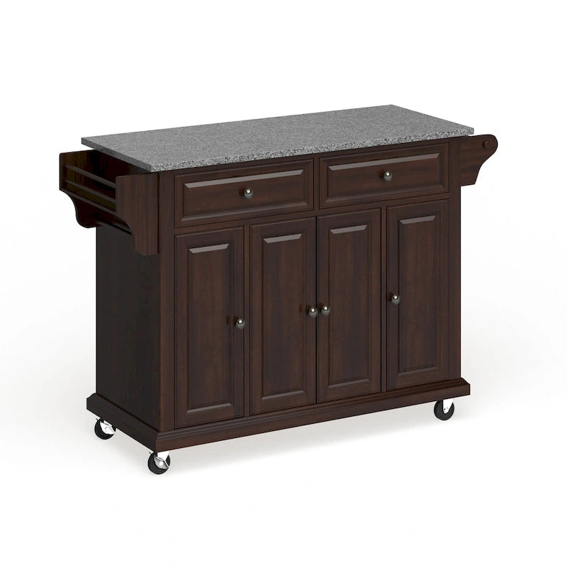 Crosley Desserte de cuisine vintage en acajou avec dessus en granit, pleine grandeur - 18p x 51,5L x 36H