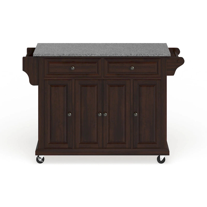 Crosley Desserte de cuisine vintage en acajou avec dessus en granit, pleine grandeur - 18p x 51,5L x 36H