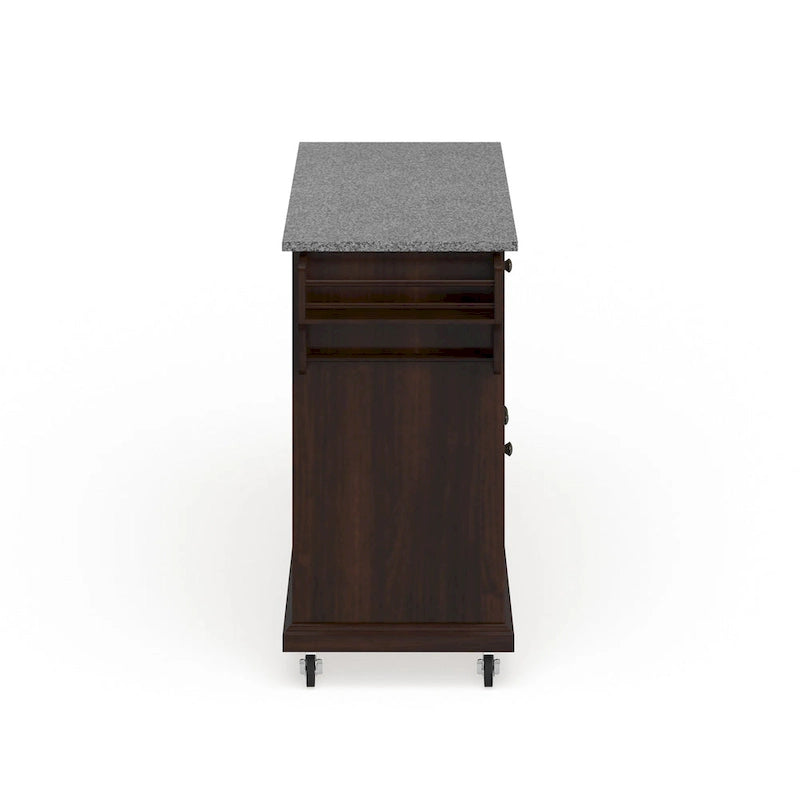 Crosley Desserte de cuisine vintage en acajou avec dessus en granit, pleine grandeur - 18p x 51,5L x 36H