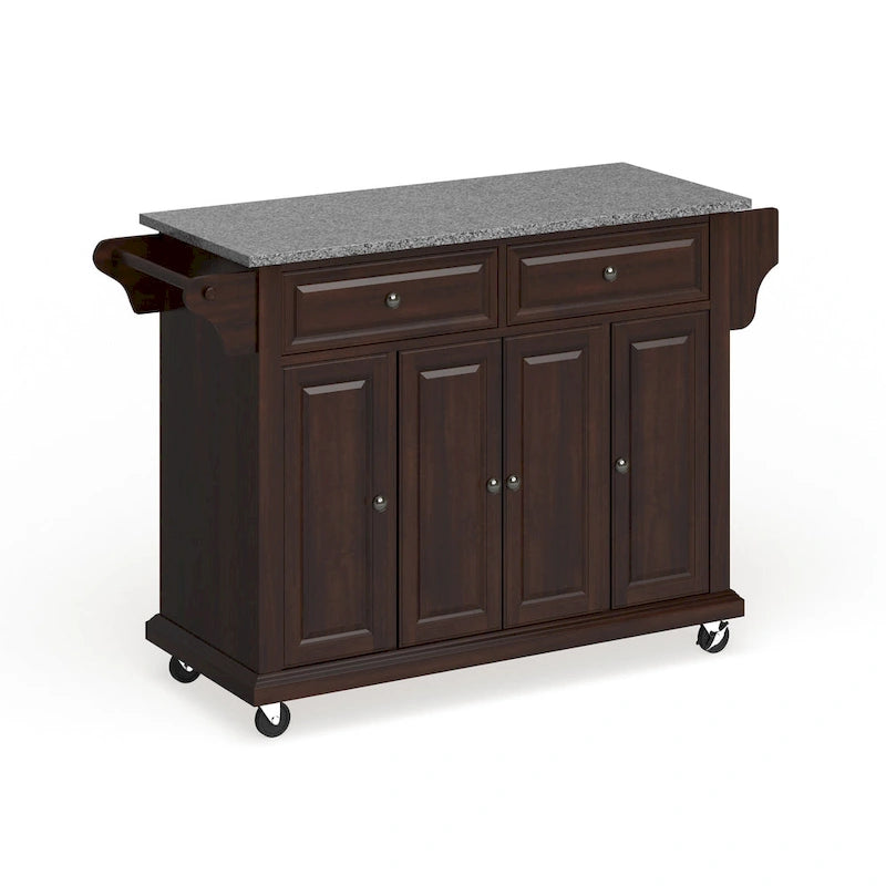 Crosley Desserte de cuisine vintage en acajou avec dessus en granit, pleine grandeur - 18p x 51,5L x 36H
