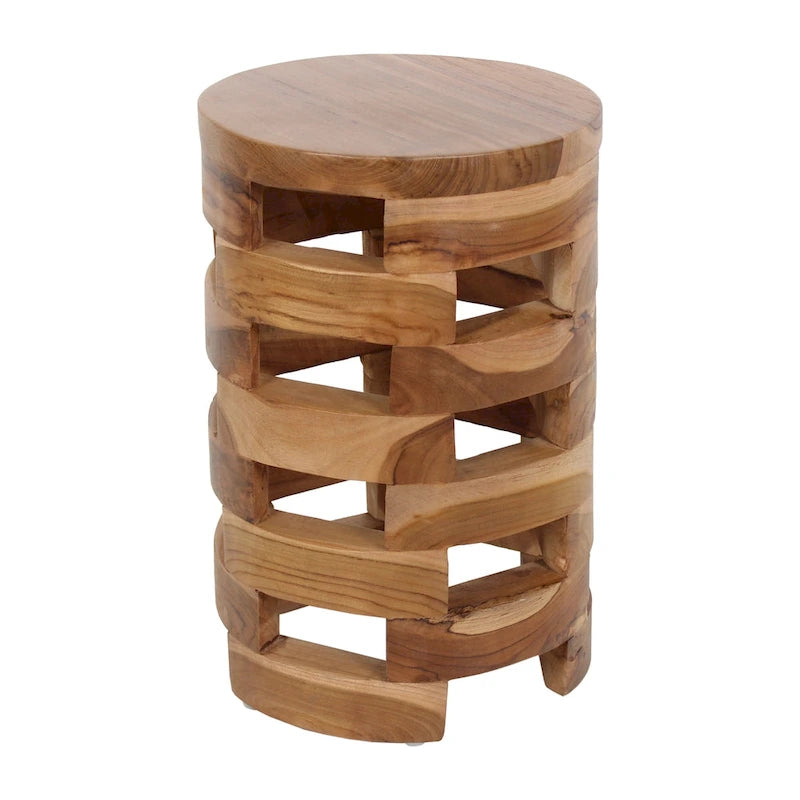 Table d'appoint ronde à lattes ajourées en bois massif East at Main