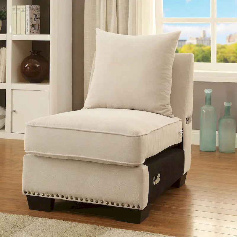 Canapé d'angle contemporain Riti en tissu beige par Furniture of America