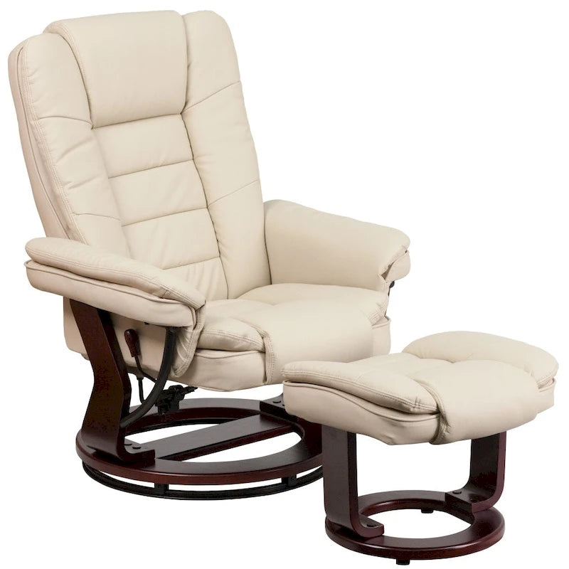 Fauteuil inclinable rembourré multi-positions contemporain avec ottoman