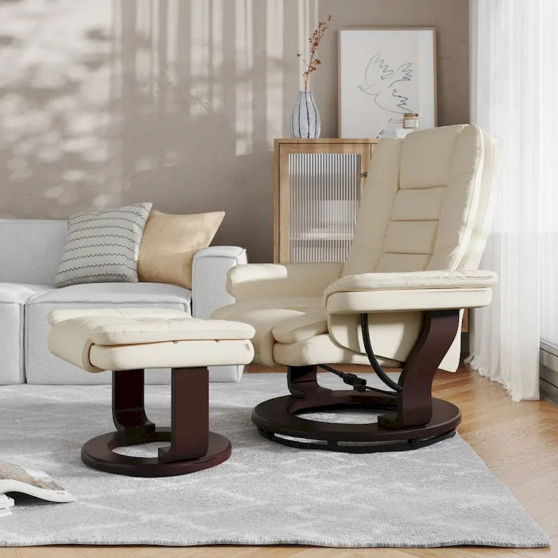 Fauteuil inclinable rembourré multi-positions contemporain avec ottoman