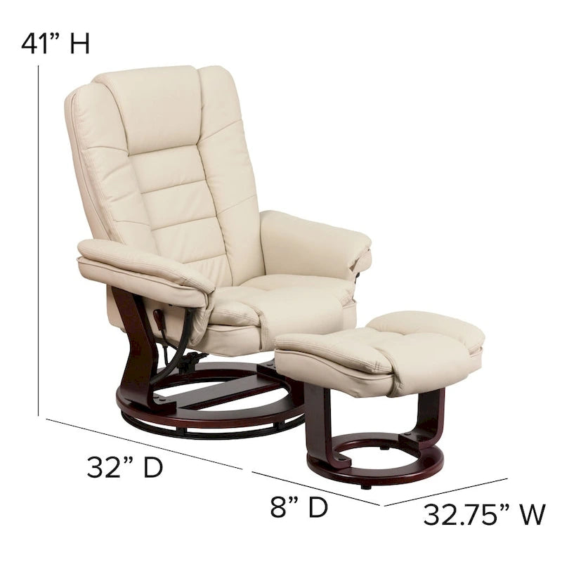Fauteuil inclinable rembourré multi-positions contemporain avec ottoman
