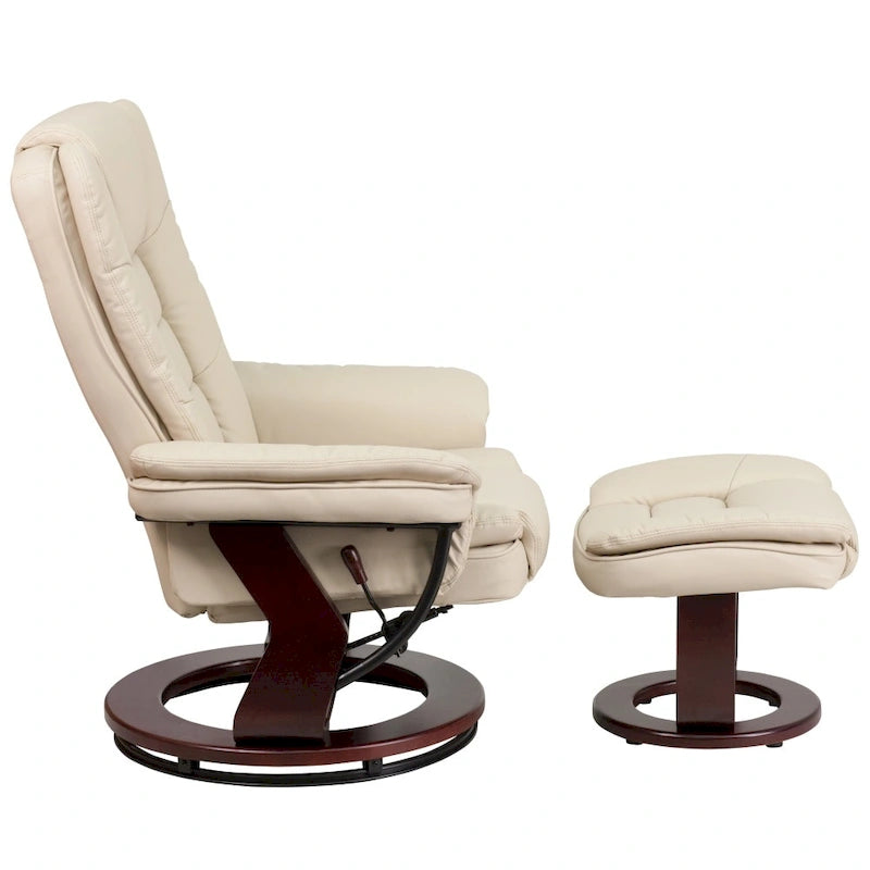 Fauteuil inclinable rembourré multi-positions contemporain avec ottoman