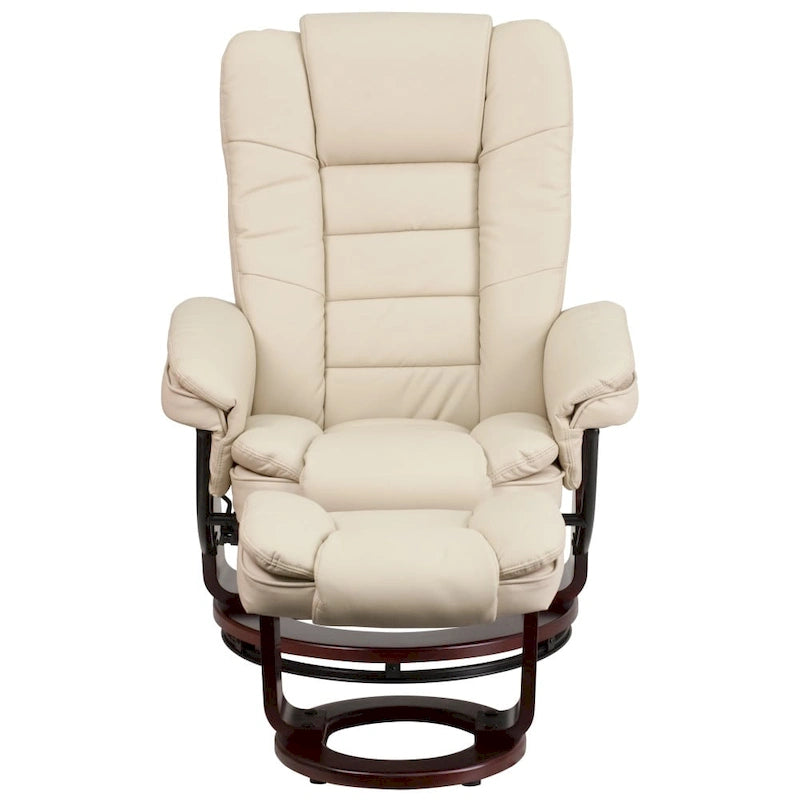 Fauteuil inclinable rembourré multi-positions contemporain avec ottoman