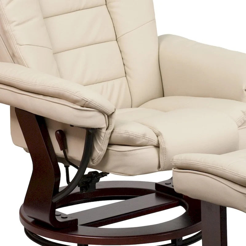 Fauteuil inclinable rembourré multi-positions contemporain avec ottoman