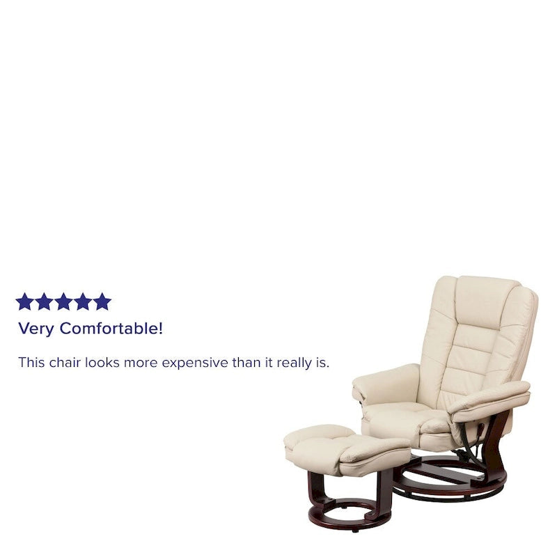 Fauteuil inclinable rembourré multi-positions contemporain avec ottoman