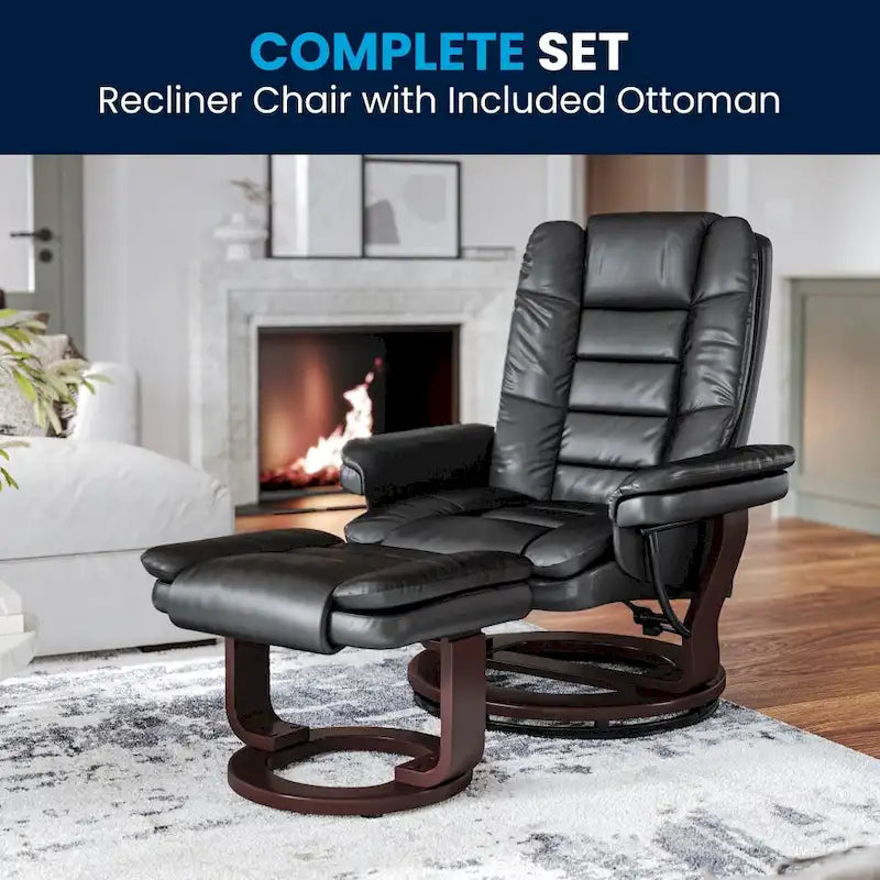 Fauteuil inclinable rembourré multi-positions contemporain avec ottoman