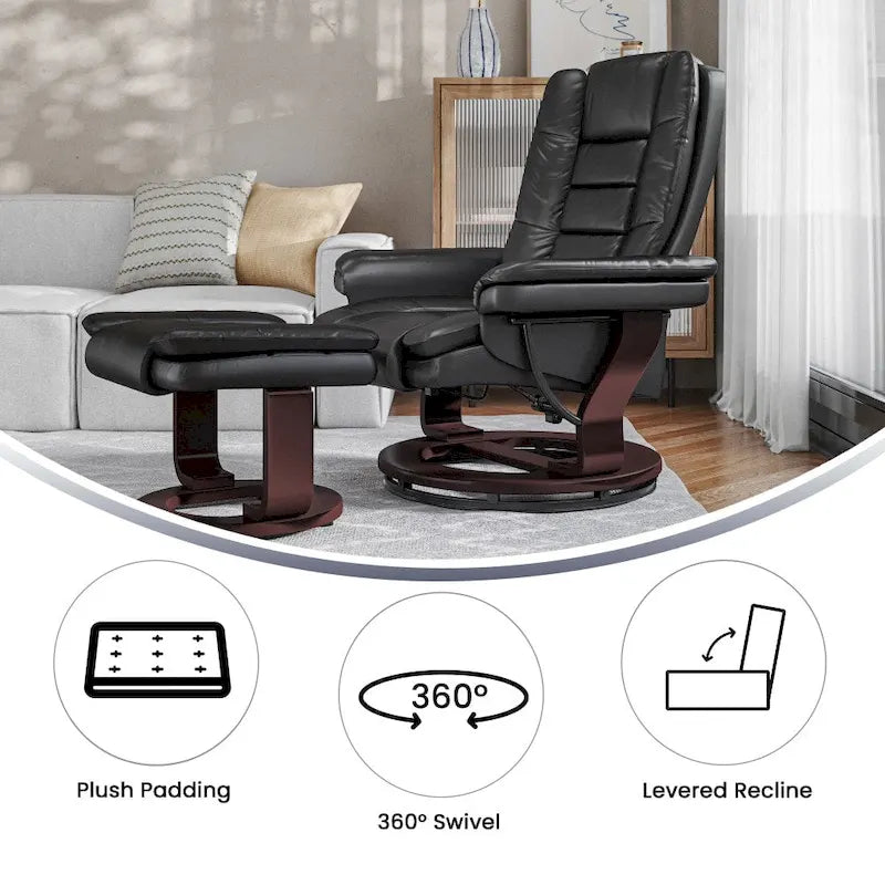 Fauteuil inclinable rembourré multi-positions contemporain avec ottoman