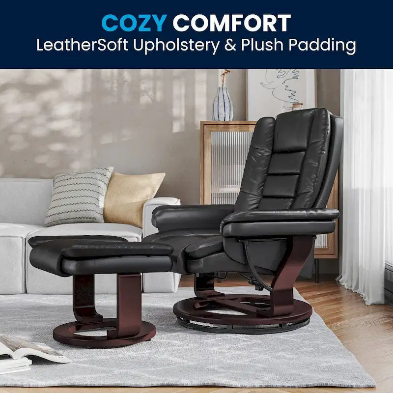Fauteuil inclinable rembourré multi-positions contemporain avec ottoman