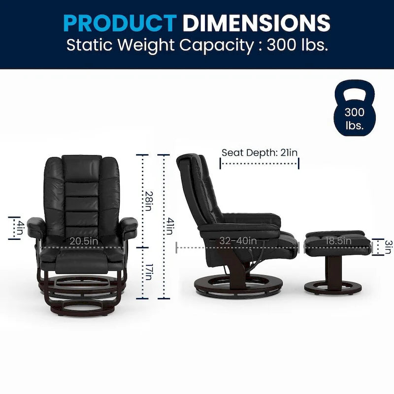 Fauteuil inclinable rembourré multi-positions contemporain avec ottoman