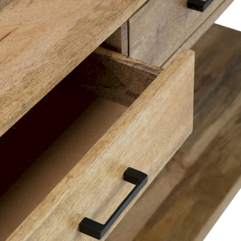 WYNDENHALL Lawson, table console/de canapé moderne et industrielle en BOIS DE MANGUIER MASSIF et métal, 137 cm de large, couleur naturelle - 140 L x 41 P x 81 H cm
