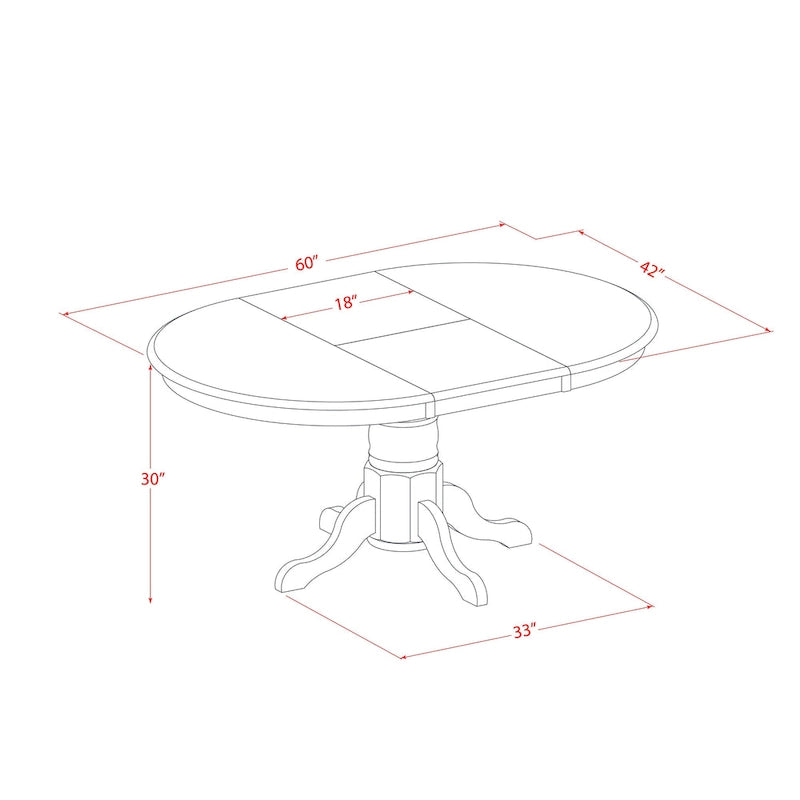 East West Furniture Ensemble de salle à manger 5 pièces - une table de cuisine ovale et 4 chaises de salle à manger, 42x60 pouces, chêne