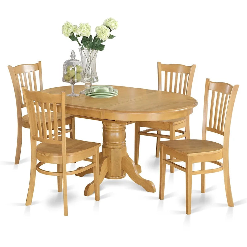 East West Furniture Ensemble de salle à manger 5 pièces - une table de cuisine ovale et 4 chaises de salle à manger, 42x60 pouces, chêne