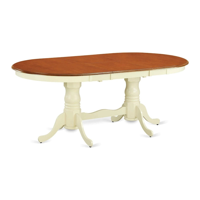 East West Furniture Ensemble de table de salle à manger comprenant une table ovale avec rallonge papillon et 4 chaises de salle à manger, Crème et Cerise