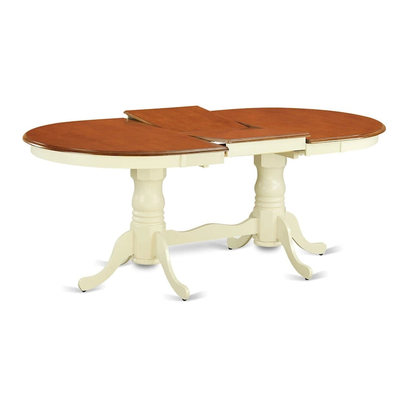 East West Furniture Ensemble de table de salle à manger comprenant une table ovale avec rallonge papillon et 4 chaises de salle à manger, Crème et Cerise