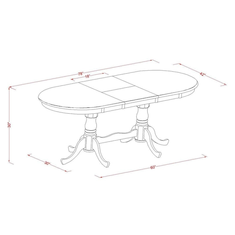 East West Furniture Ensemble de table de salle à manger comprenant une table ovale avec rallonge papillon et 4 chaises de salle à manger, Crème et Cerise