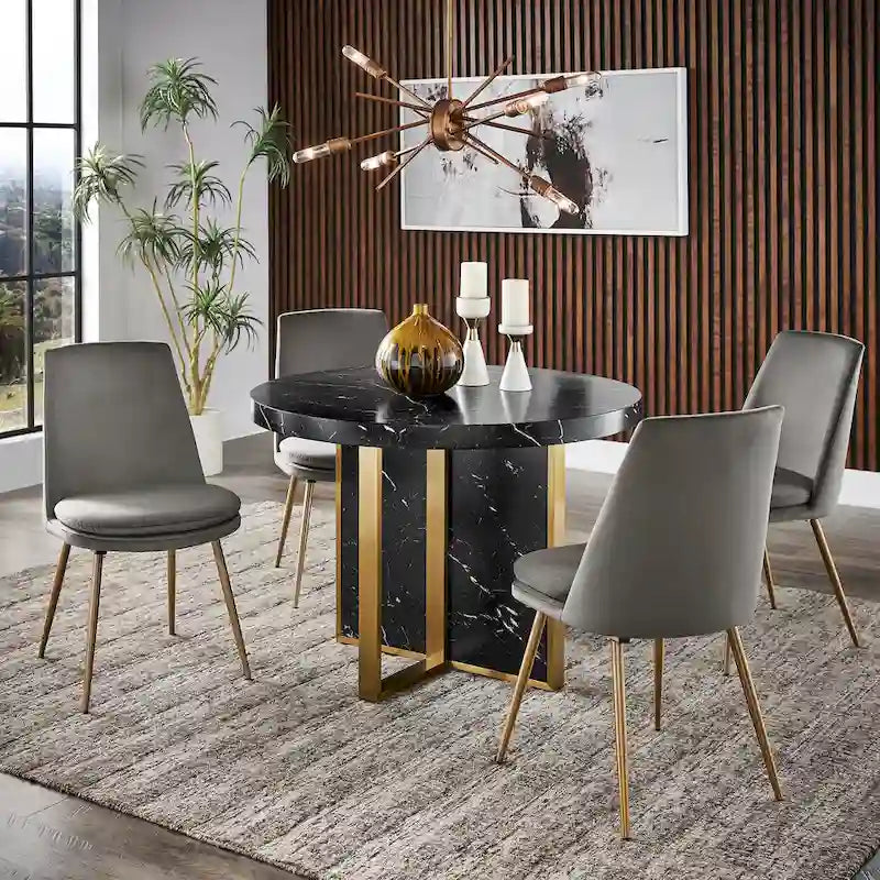 Ensemble de table à manger ronde Saki 43 po en faux marbre par iNSPIRE Q Modern