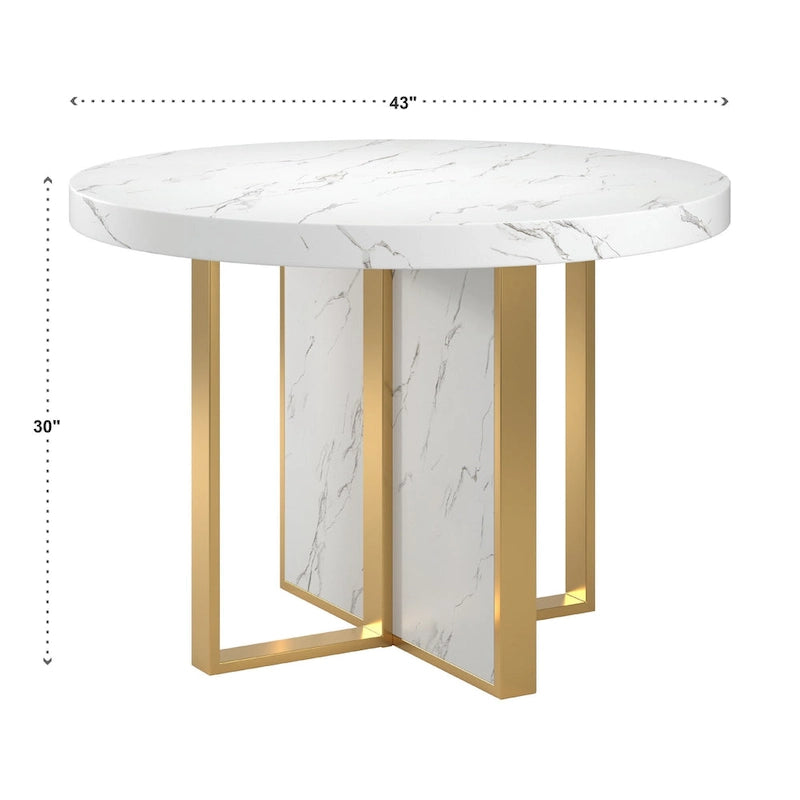Ensemble de table à manger ronde Saki 43 po en faux marbre par iNSPIRE Q Modern