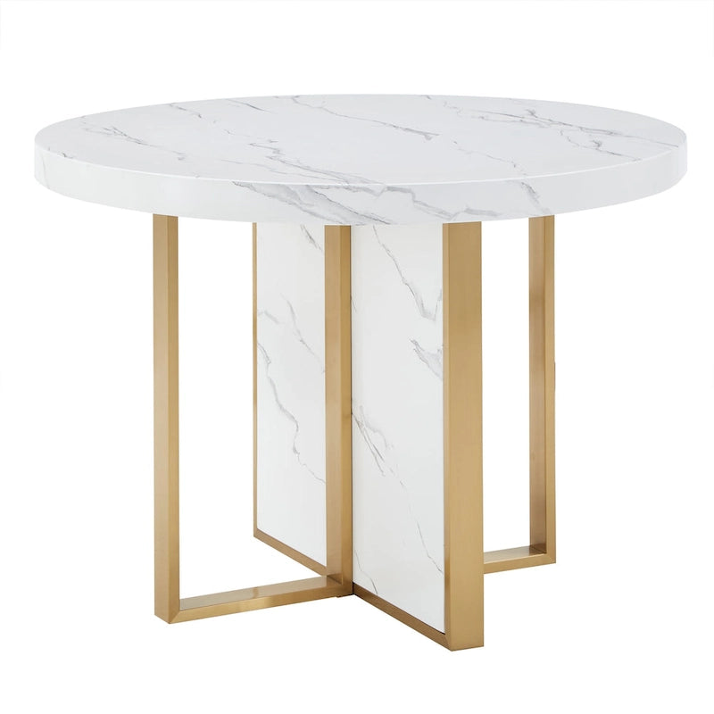 Ensemble de table à manger ronde Saki 43 po en faux marbre par iNSPIRE Q Modern