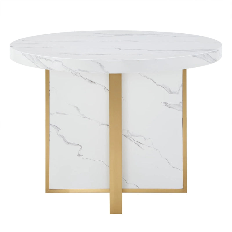 Ensemble de table à manger ronde Saki 43 po en faux marbre par iNSPIRE Q Modern