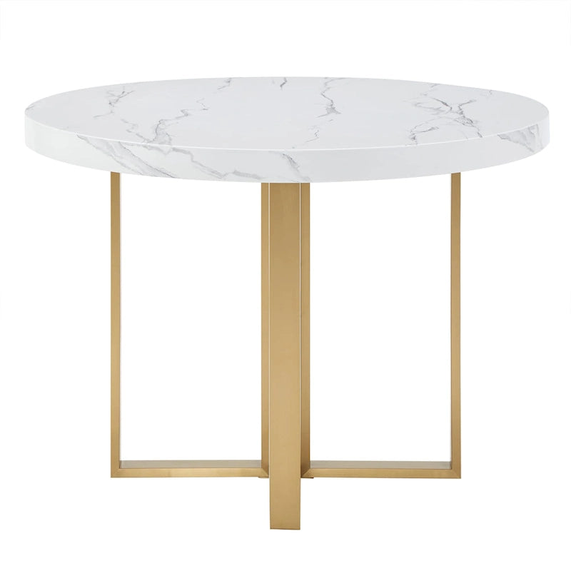 Ensemble de table à manger ronde Saki 43 po en faux marbre par iNSPIRE Q Modern