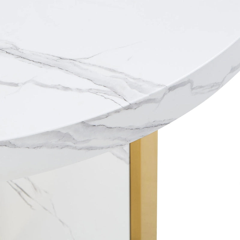 Ensemble de table à manger ronde Saki 43 po en faux marbre par iNSPIRE Q Modern