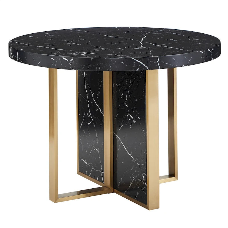 Ensemble de table à manger ronde Saki 43 po en faux marbre par iNSPIRE Q Modern