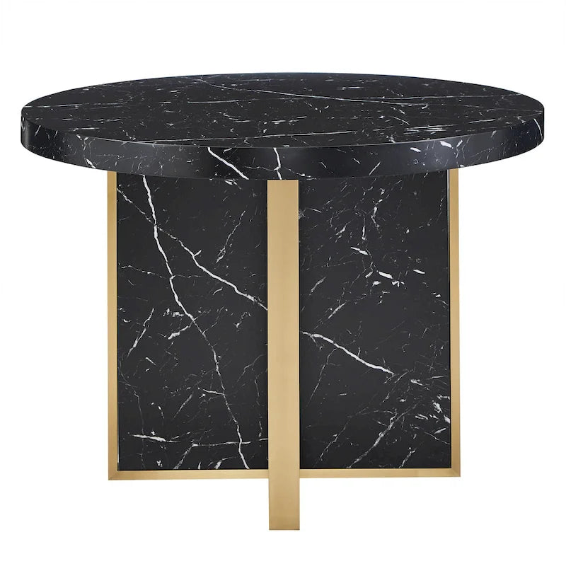 Ensemble de table à manger ronde Saki 43 po en faux marbre par iNSPIRE Q Modern