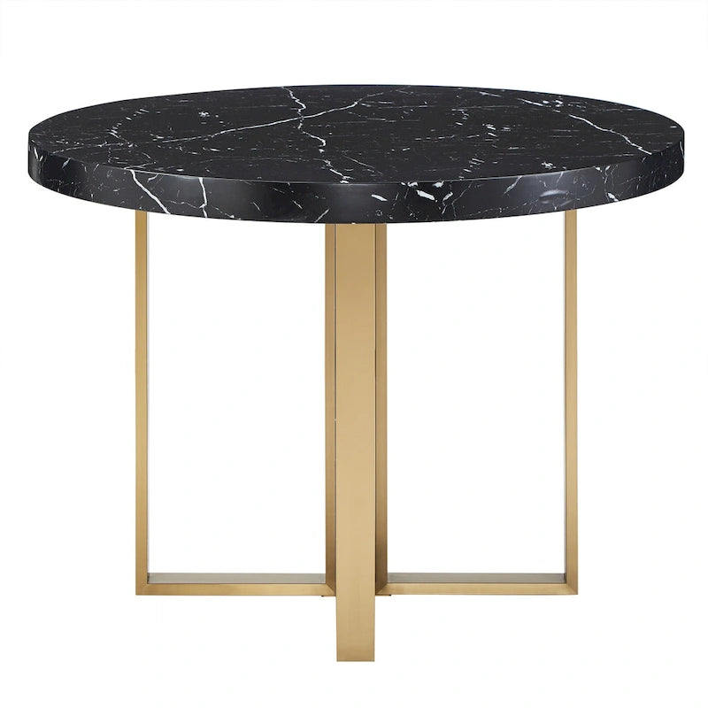 Ensemble de table à manger ronde Saki 43 po en faux marbre par iNSPIRE Q Modern