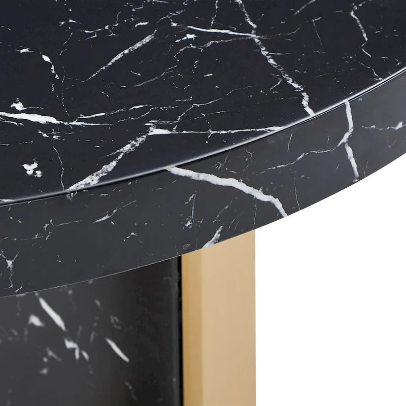 Ensemble de table à manger ronde Saki 43 po en faux marbre par iNSPIRE Q Modern
