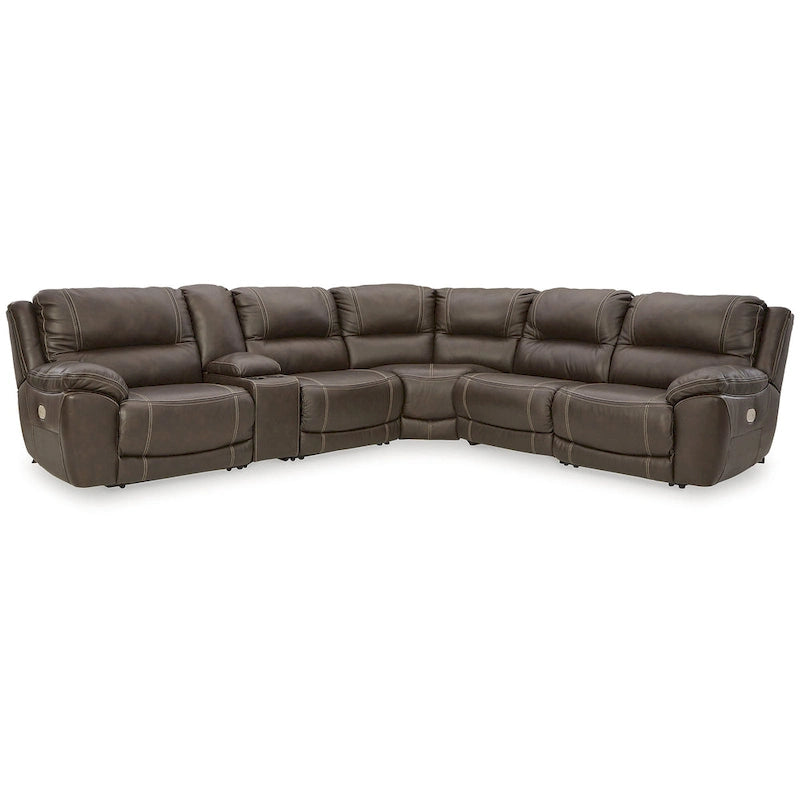 Sectionnel inclinable électrique 6 pièces Dunleith Brown de Signature Design by Ashley - 136L x 123P x 43H