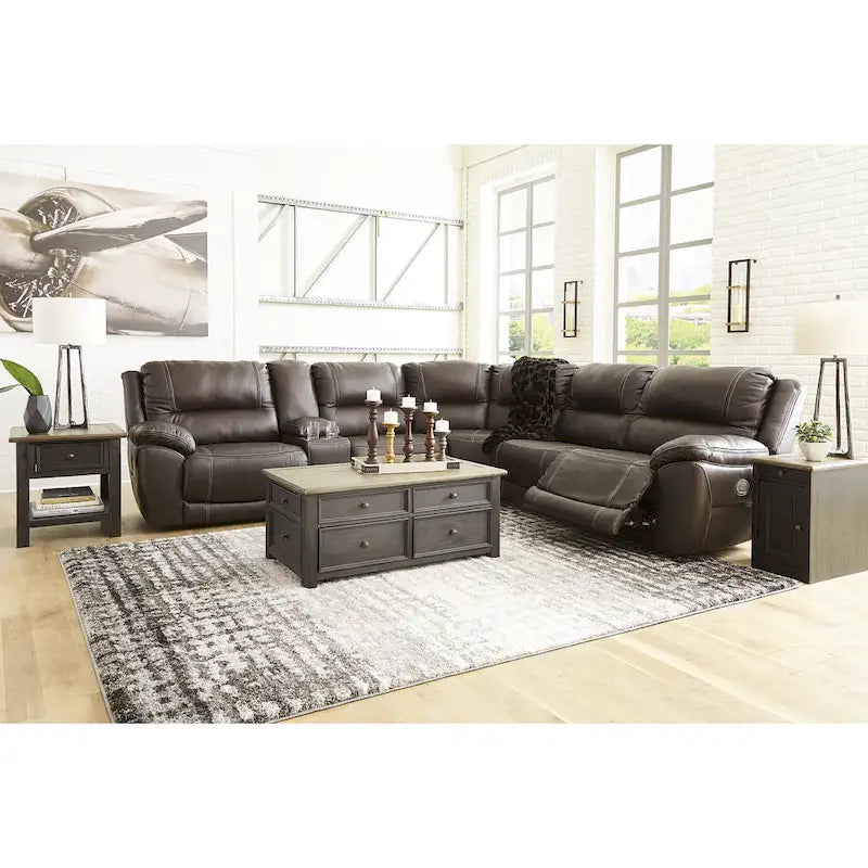 Sectionnel inclinable électrique 6 pièces Dunleith Brown de Signature Design by Ashley - 136L x 123P x 43H