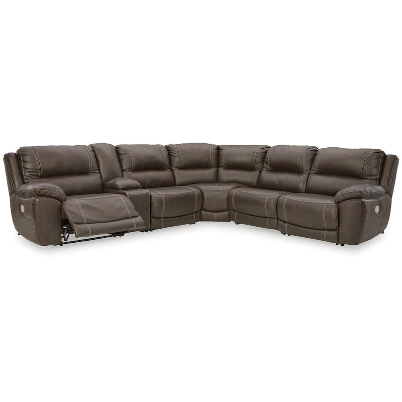 Sectionnel inclinable électrique 6 pièces Dunleith Brown de Signature Design by Ashley - 136L x 123P x 43H