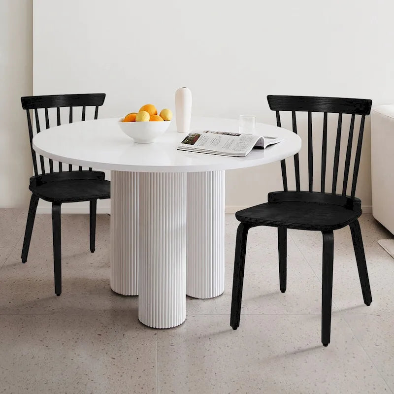 Chaises de salle à manger Windsor à dossier à barreaux de ferme avec pieds en bois courbé, noir - 33,5 H x 17,72 L x 19,7 P