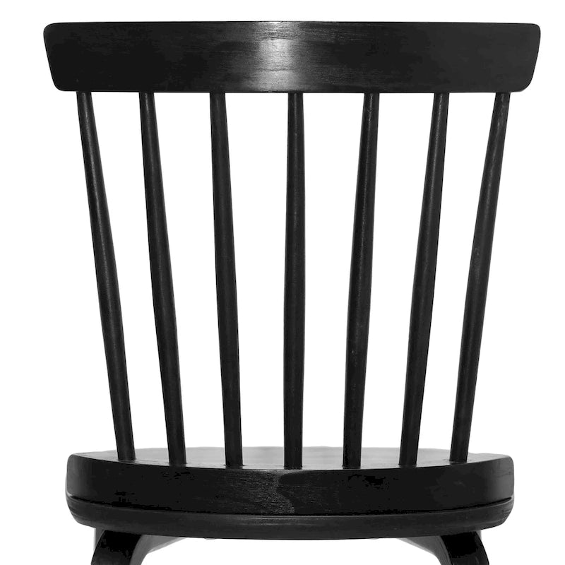 Chaises de salle à manger Windsor à dossier à barreaux de ferme avec pieds en bois courbé, noir - 33,5 H x 17,72 L x 19,7 P