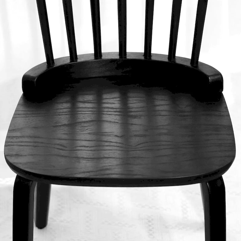 Chaises de salle à manger Windsor à dossier à barreaux de ferme avec pieds en bois courbé, noir - 33,5 H x 17,72 L x 19,7 P