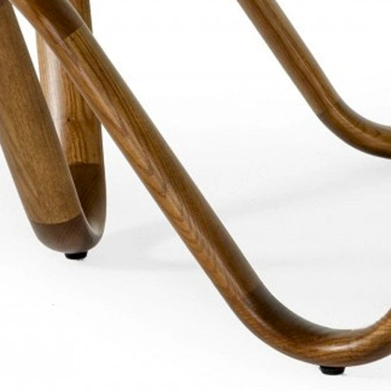 HomeRoots Table basse ronde abstraite en bois, noyer et verre transparent, 45 x 45 x 15