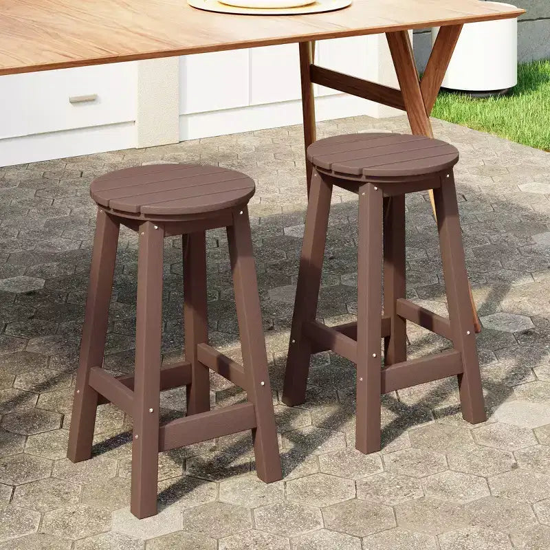 WestinTrends Malibu 24 Tabouret de comptoir rond sans dossier en polyéthylène haute densité résistant aux intempéries (lot de 2)