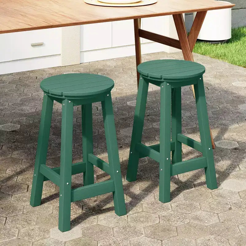 WestinTrends Malibu 24 Tabouret de comptoir rond sans dossier en polyéthylène haute densité résistant aux intempéries (lot de 2)