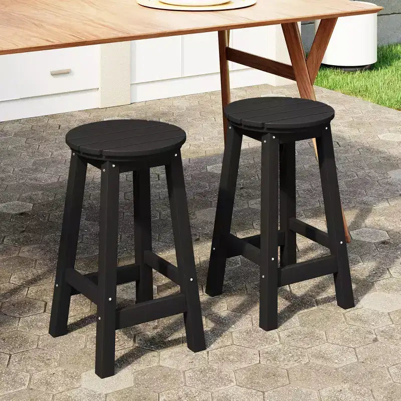 WestinTrends Malibu 24 Tabouret de comptoir rond sans dossier en polyéthylène haute densité résistant aux intempéries (lot de 2)