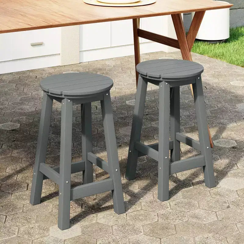 WestinTrends Malibu 24 Tabouret de comptoir rond sans dossier en polyéthylène haute densité résistant aux intempéries (lot de 2)