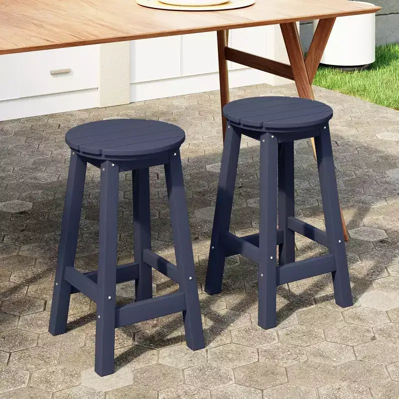 WestinTrends Malibu 24 Tabouret de comptoir rond sans dossier en polyéthylène haute densité résistant aux intempéries (lot de 2)