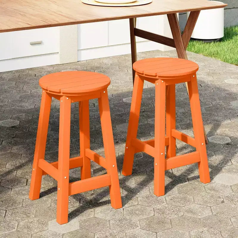 WestinTrends Malibu 24 Tabouret de comptoir rond sans dossier en polyéthylène haute densité résistant aux intempéries (lot de 2)
