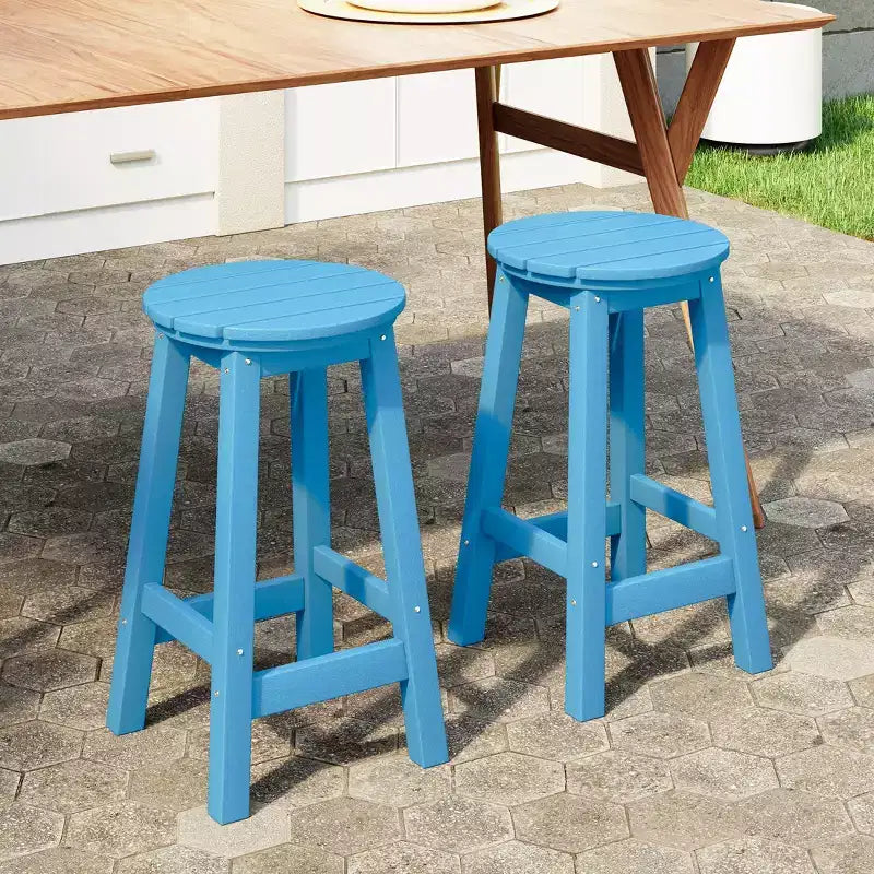 WestinTrends Malibu 24 Tabouret de comptoir rond sans dossier en polyéthylène haute densité résistant aux intempéries (lot de 2)