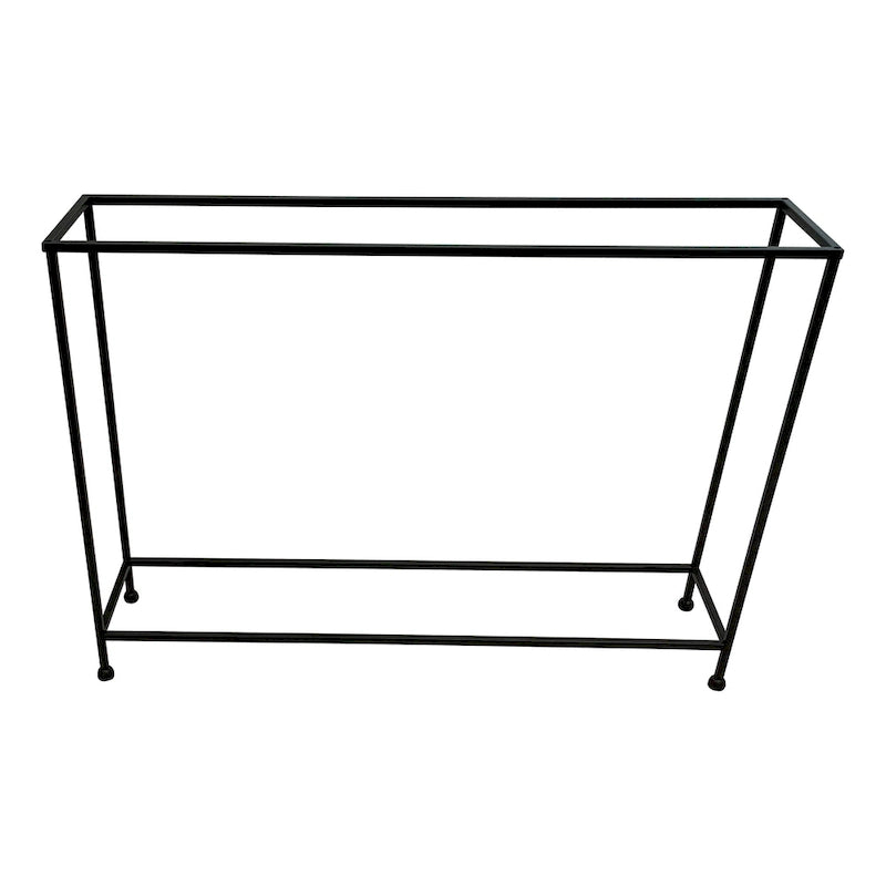 Console et table basse Aurélia 48 po, plateau martelé artisanal en bronze antique, cadre en fer noir industriel