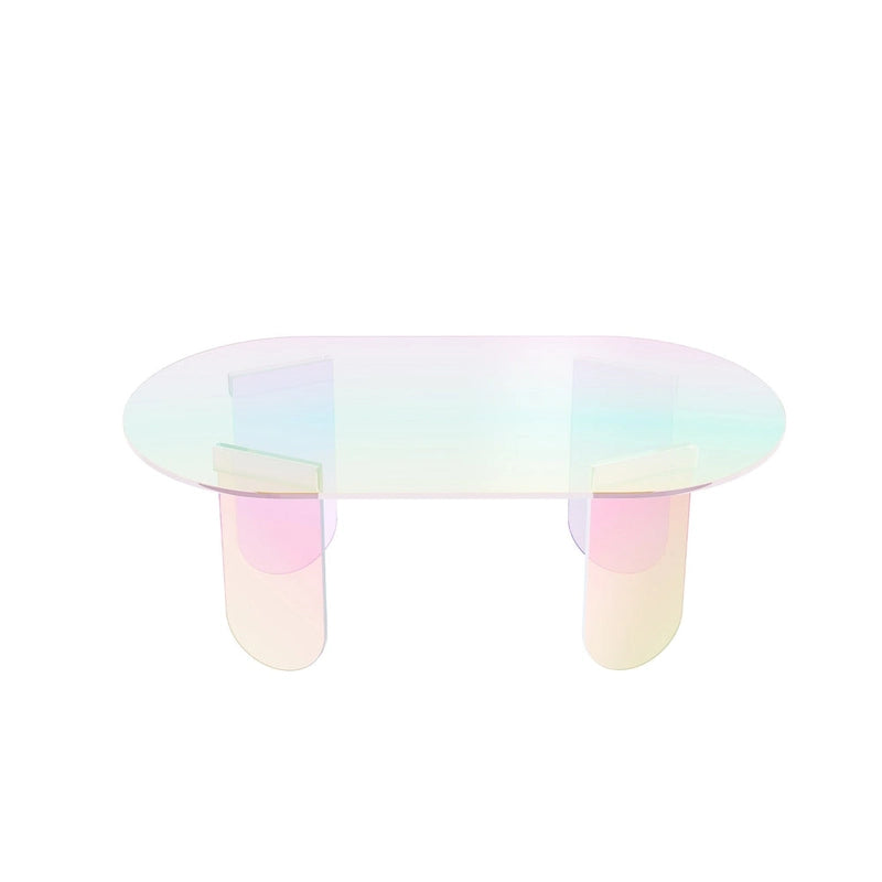 Table basse colorée en acrylique, Table d'appoint en verre irisé - 38x20x15
