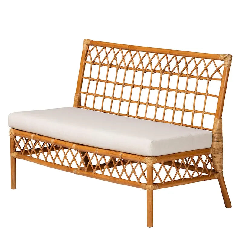 Banquette d'angle Capella Modern Bohemian Honey Rattan 3 pièces pour coin repas